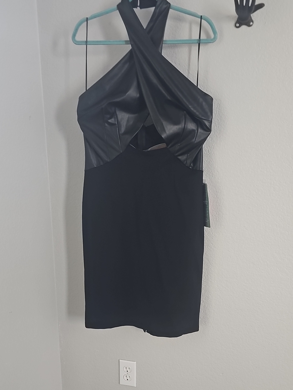 BOLD elements Black Faux-Leather Halter Mini Dress